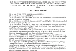 Quyết định 05/2011/QĐ-UBND khu vực, hình thức, ngư cụ, đối tượng thủ