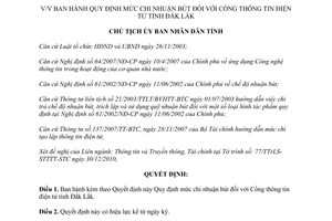 Quyết định 232/QĐ-UBND 2011 chế độ nhuận bút đối với Cổng thông tin điện tử Đắk Lắk