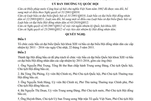 Nghị quyết 1018/NQ-UBTVQH12 công bố ngày bầu cử thành lập Hội đồng