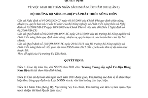 Quyết định 43/QĐ-BNN-TC  giao dự toán ngân sách nhà nước (lần 1)