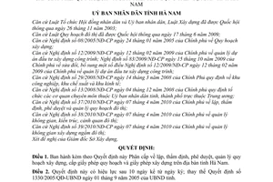 Quyết định 02/2011/QĐ-UBND phân cấp lập, thẩm định, phê duyệt, quản lý quy hoạch