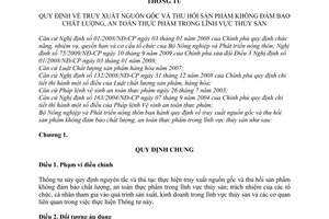 Thông tư 03/2011/TT-BNNPTNT Quy định truy xuất nguồn gốc thu hồi sản phẩm