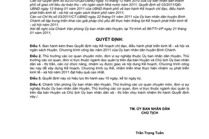 Quyết định 01/2011/QĐ-UBND Kế hoạch chỉ đạo, điều hành phát triển kinh tế xã hội