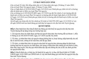 Quyết định 14/QĐ-UBND  Bảng giá tính thuế tài nguyên