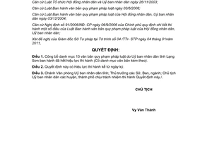 Quyết định 116/QĐ-UBND năm 2011 công bố văn bản hết hiệu lực Lạng Sơn