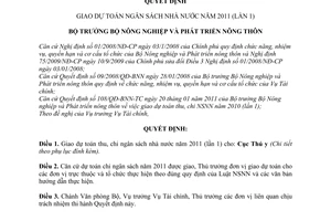Quyết định 108/QĐ-BNN-TC năm 2011 về giao dự toán ngân sách nhà nước (lần 1) do
