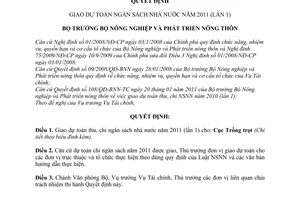 Quyết định 106/QĐ-BNN-TC năm 2011 về giao dự toán ngân sách nhà nước (lần 1) do