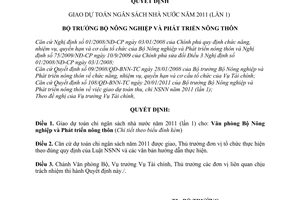 Quyết định 113/QĐ-BNN-TC giao dự toán chi ngân sách nhà nước