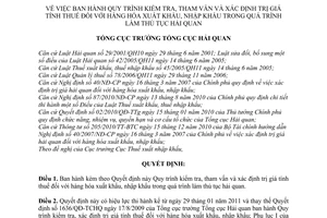 Quyết định 103/QĐ-TCHQ Quy trình kiểm tra, tham vấn xác định trị giá tính thuế