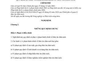 Nghị định 08/2011/NĐ-CP xử phạt vi phạm hành chính thức ăn chăn nuôi