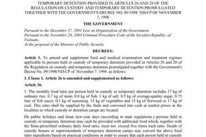 Decree No. 09/2011/ND-CP amending and supplementing food and medical examination