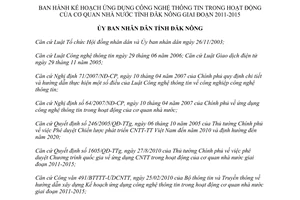 Quyết định 119/QĐ-UBND 2011 Kế hoạch ứng dụng công nghệ thông tin cơ quan nhà nước Đắk Nông