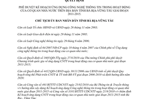 Quyết định 238/QĐ-UBND 2011 ứng dụng công nghệ thông tin trong cơ quan Bà Rịa Vũng Tàu 2011 2015