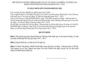 Quyết định 444/QĐ-UBND phê duyệt Chương trình Quốc gia an toàn lao động