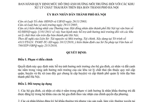 Quyết định 03/2011/QĐ-UBND quy định mức hỗ trợ ảnh hưởng môi trường