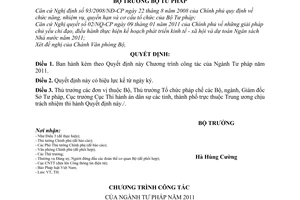 Quyết định 90/QĐ-BTP Chương trình công tác Ngành Tư pháp