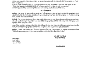 Quyết định 135/QĐ-BNN-TCLN chính sách chi trả dịch vụ môi trường rừng