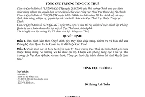 Quyết định 111/QĐ-TCT  chức năng nhiệm vụ biên chế phòng/bộ phận quản lý