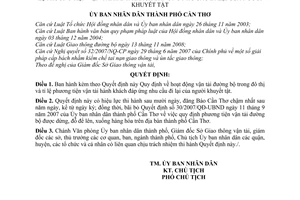 Quyết định 07/2011/QĐ-UBNDhoạt động vận tải đường bộ trong đô thị