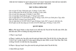 Quyết định 148/QĐ-TTg phê duyệt Nhiệm vụ Quy hoạch xử lý chất thải rắn