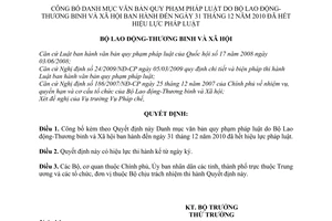 Quyết định 90/QĐ-LĐTBXH  Danh mục văn bản quy phạm pháp luật hết hiệu lực