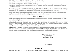 Quyết định số 07/2011/QĐ-UBND thu quản lý sử dụng Quỹ Quốc phòng An ninh tỉnh Nghệ An