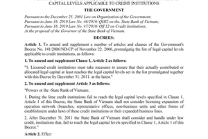 Decree No. 10/2011/ND-CP amending and supplementing a number of articles