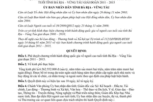 Quyết định 03/2011/QĐ-UBND phê duyệt chương trình hành động quốc gia
