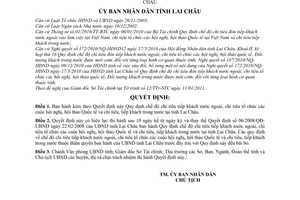 Quyết định 01/2011/QĐ-UBND chế độ chi tiêu tiếp khách nước ngoài