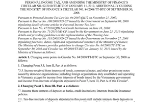 Circular No. 12/2011/TT-BTC amending the Ministry of Finance’s Circular No