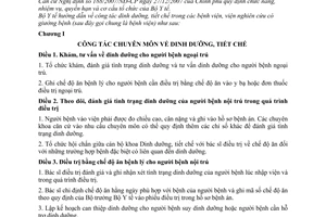 Thông tư 08/2011/TT-BYT hướng dẫn về công tác dinh dưỡng, tiết chế trong bệnh vi