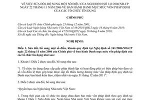 Nghị định 10/2011/NĐ-CP sửa đổi Nghị định 141/2006/NĐ-CP mức vốn pháp định
