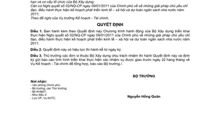 Quyết định 110/QĐ-BXD những giải pháp chủ yếu chỉ đạo, điều hành