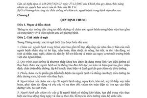 Thông tư 07/2011/TT-BYT hướng dẫn công tác điều dưỡng chăm sóc người bệnh