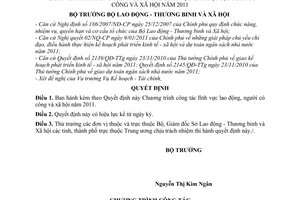 Quyết định 106/QĐ-LĐTBXH Chương trình công tác lĩnh vực lao động