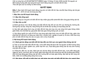 Quyết định 199/QĐ-BGTVT  Kế hoạch hành động ứng phó biến đổi khí hậu