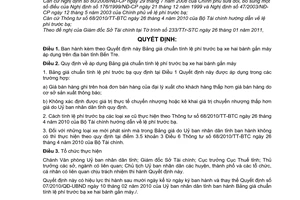 Quyết định 04/2011/QĐ-UBND Bảng giá chuẩn tính lệ phí trước bạ xe