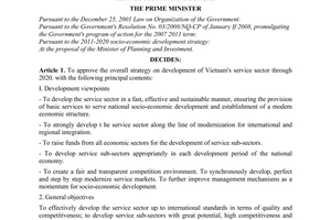 Decision No. 175/QD-TTg  approving the overall strategy on the development
