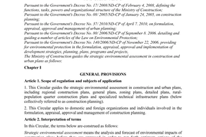 Circular No. 01/2011/TT-BXD guiding the strategic environmental assessment