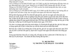 Công văn số 06/BGDĐT-KHTC hướng dẫn ghi thu, ghi chi các khoản phí, lệ phí