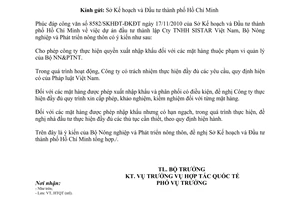 Công văn 107/BNN-HTQT dự án đầu tư thành lập Công ty trách nhiệm hữu hạn SIST