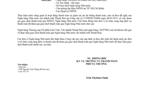 Công văn 348/NHNN-TT thông báo đơn vị tổ chức cung ứng dịch vụ thanh toán