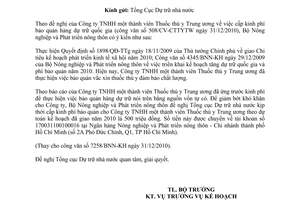 Công văn 231/BNN-KH cấp phí bảo quản thuốc thú y dự trữ quốc gia