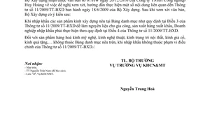 Công văn 13/BXD-KHCN hướng dẫn Thông tư 11/2009/TT-BXD