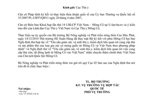 Công văn 630/BNN-HTQT bản sao 02 Nghị định thư về kiểm dịch sản phẩm thịt