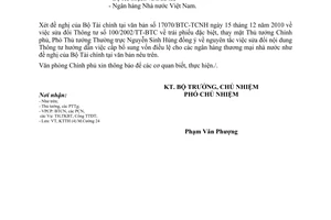 Công văn 477/VPCP-KTTH sửa đổi Thông tư 100/2002/TT-BTC trái phiếu đặc biệt