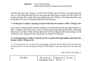Công văn 854/NHNN-TD hướng dẫn Thông tư 20/2010/TT-NHNN