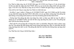 Công văn 1101/CT-TT&HT thuế giá trị gia tăng Văn phòng đại diện