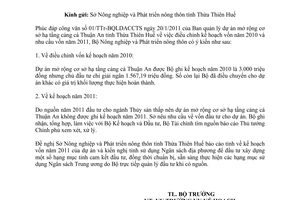 Công văn 730/BNN-KH điều chỉnh kế hoạch năm 2010