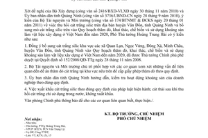 Công văn 714/VPCP-KTN  thu hồi cát trắng silic trên địa bàn huyện Vân Đồn